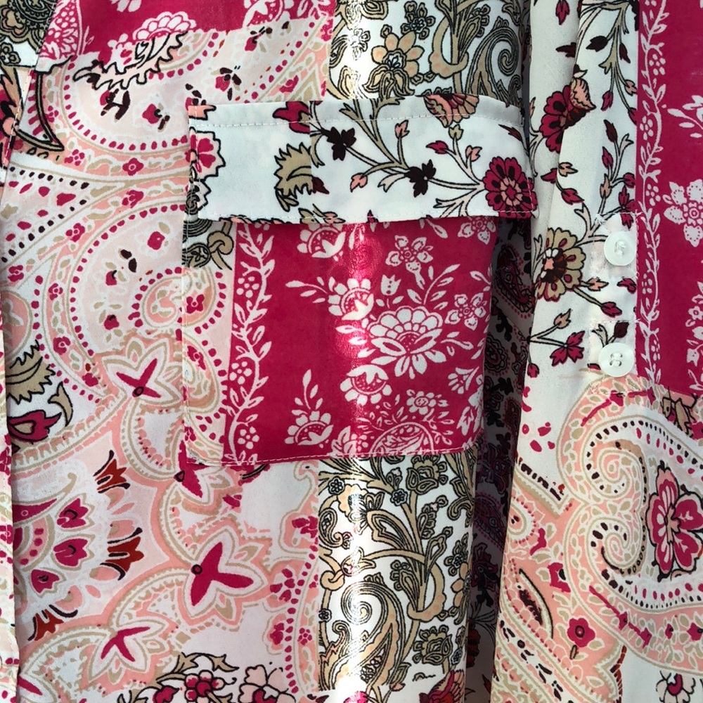SOLD....New York & Company XL NWOT pink patchwork - Picture 3 of 5